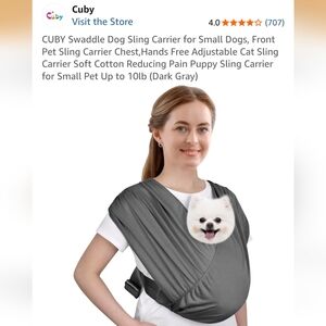 Gray Pet Sling Carrier for Small Dogs